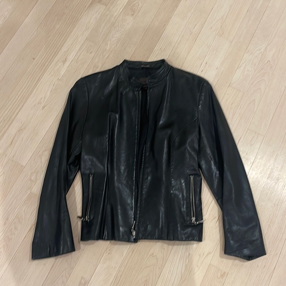 John Carlisle black leather coat
